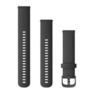 Óraszíj 20 mm fekete szilikon, szürke csat (Quick Release) Venu
