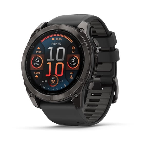 fenix 8 51mm AMOLED Sapphire, karbonszürke DLC titanium, fekete/sötétszürke szilikon szíjjal (ED XD)