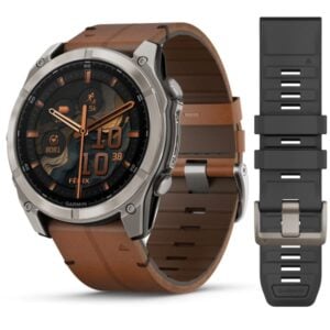 fenix 8 51mm AMOLED Sapphire, titanium, gesztenyebarna bőrszíjjal + grafitszürke szilikon szíjjal (ED XD)