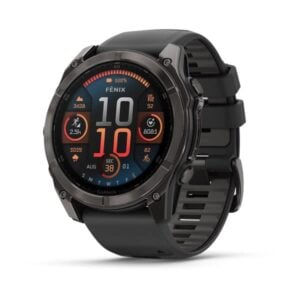 fenix 8 51mm AMOLED Sapphire, karbonszürke DLC titanium, fekete/sötétszürke szilikon szíjjal (ED XD)