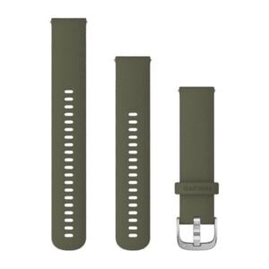 Óraszíj 20 mm mohazöld szilikon, ezüst csat (Quick Release) Vivomove 3