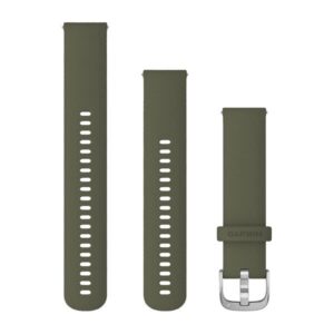 Óraszíj 20 mm mohazöld szilikon, ezüst csat (Quick Release) Vivomove 3