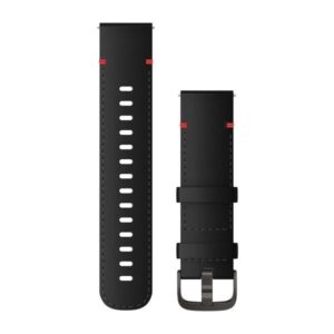 Óraszíj 22 mm fekete bőr, szürke csat (Quick Release) Vívoactive 4 130-200 mm