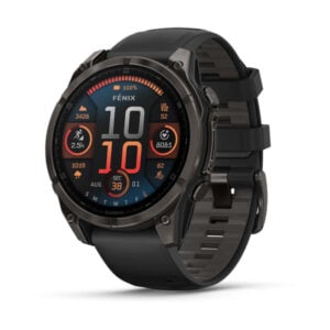 fenix 8 47mm AMOLED Sapphire, karbonszürke DLC titanium, fekete/sötétszürke szilikon szíjjal (ED XD)