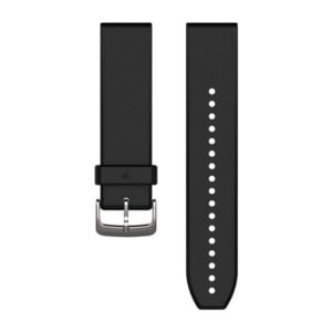 Óraszíj 22 mm fekete szilikon, ezüst csat (QuickFit) Fenix 5