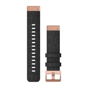 Óraszíj 20 mm nylon fekete nylon, Rose Gold csat (QuickFit) Fenix 6S