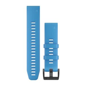 Óraszíj 22 mm ciánkék szilikon, fekete csat (QuickFit) Fenix 5 Plus