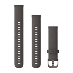 Óraszíj 18 mm sötétszürke szilikon, szürke csat (Quick Release) Venu 2S 110-195 mm