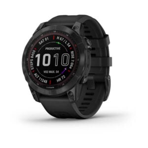 fenix 7 Sapphire fekete DLC titánium, fekete szilikon szíjjal (Solar)