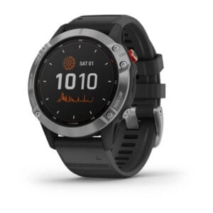 fenix 6 Solar, ezüst, fekete szíjjal