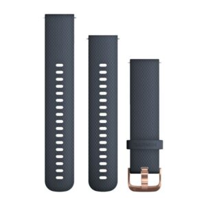 Óraszíj 20 mm gránitkék szilikon, Rose Gold csat (Quick Release)