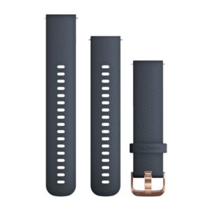 Óraszíj 20 mm gránitkék szilikon, Rose Gold csat (Quick Release)