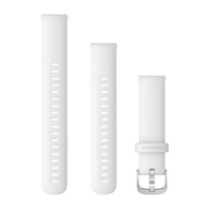 Óraszíj 18 mm fehér szilikon, ezüst csat (Quick Release) Venu 2S 110-195 mm