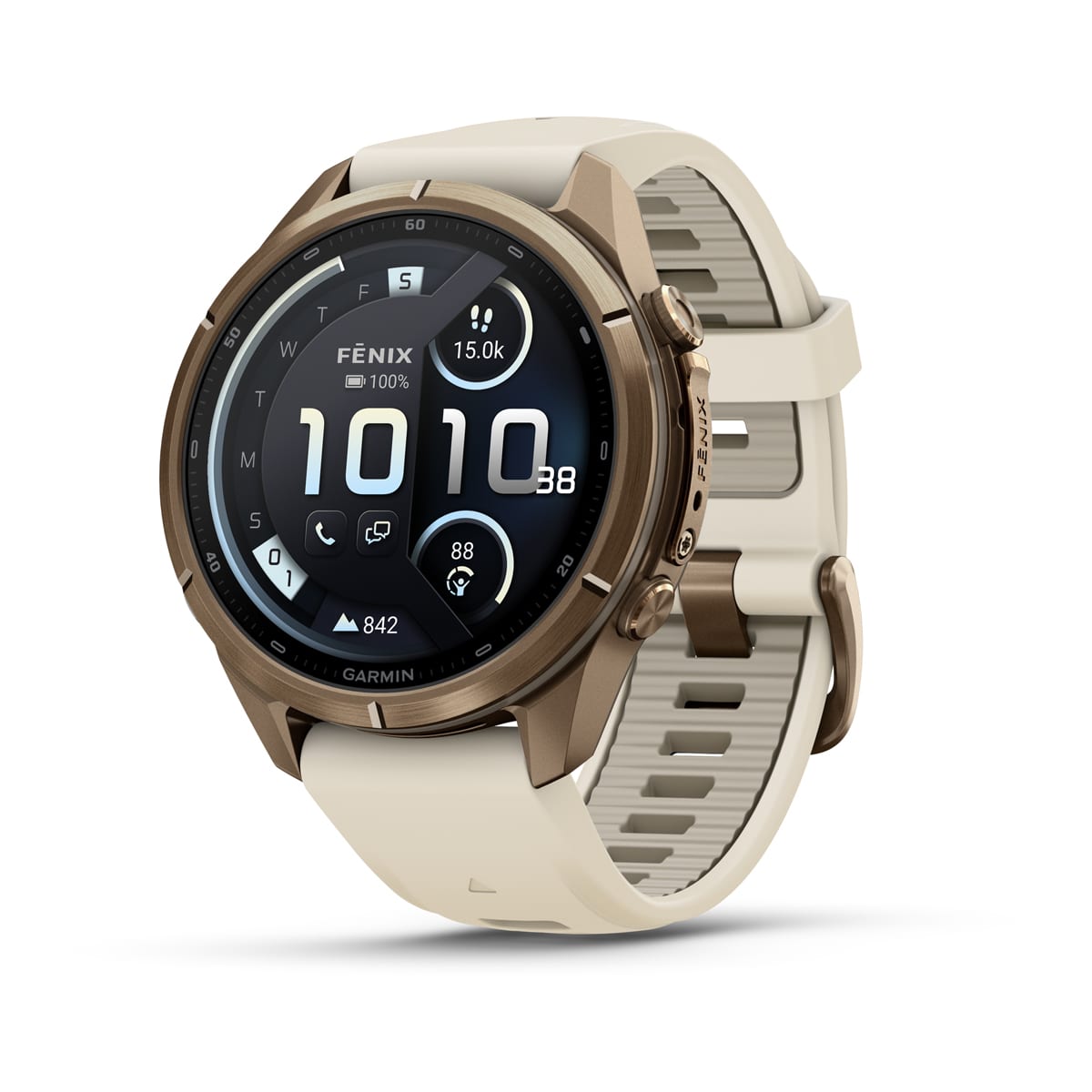 fenix 9 Pro inReach 43mm AMOLED őszi arany Titanium krémszínű szilikon szíjjal (ED XD)